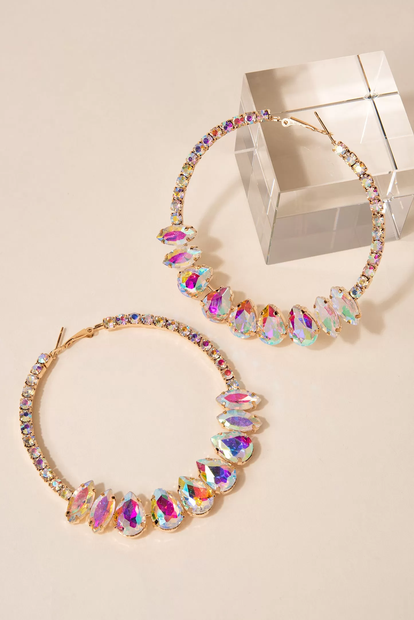 Rhinestone Embellished Hoop Earrings