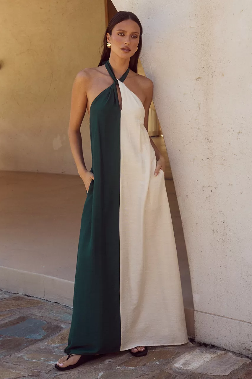 Riviera Maxi Dress - Emerald/Sand