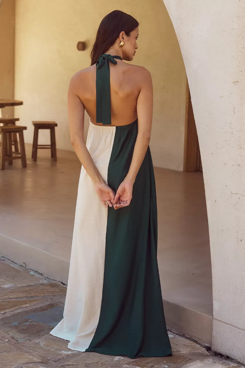 Riviera Maxi Dress - Emerald/Sand