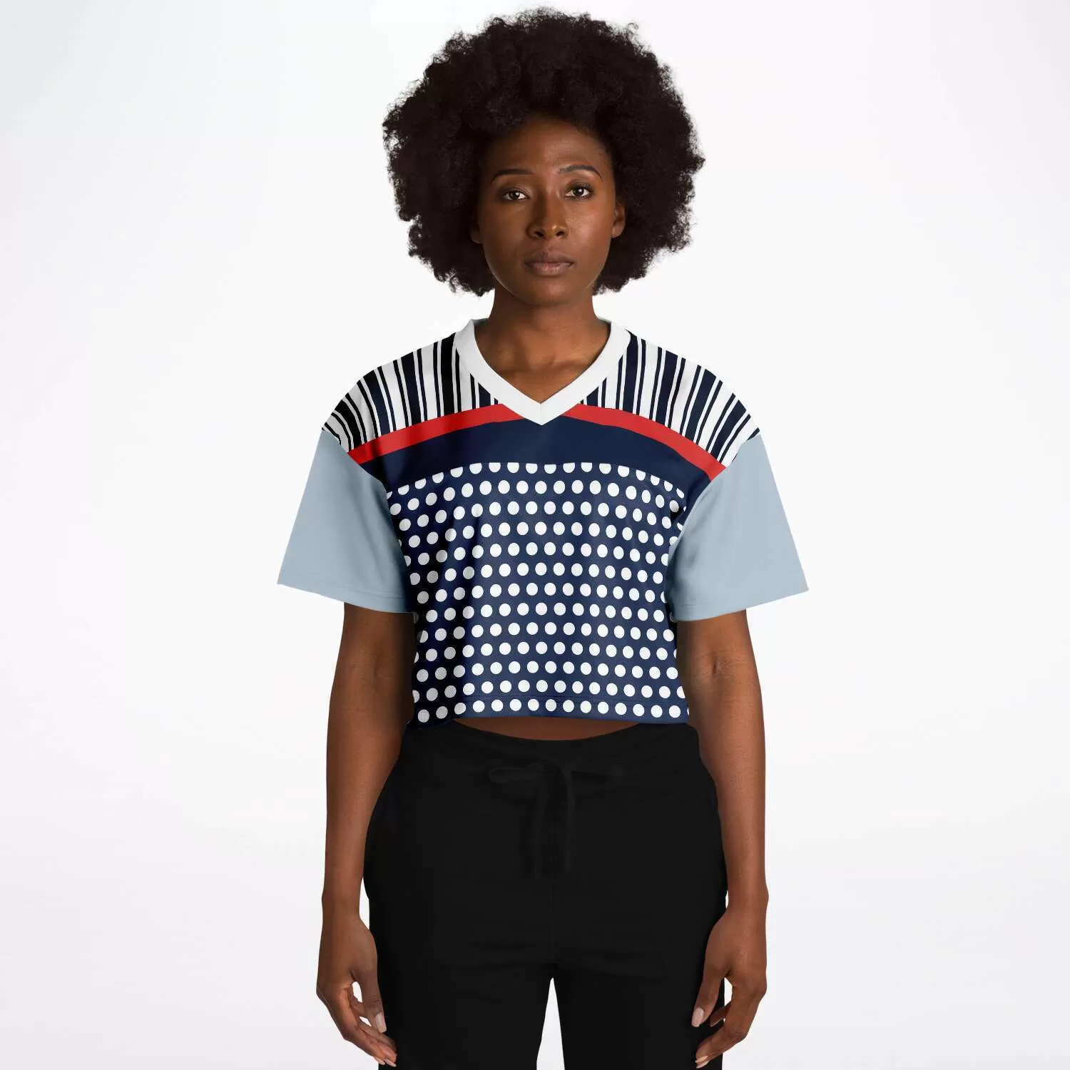 Sail Away Blue Polka Dot Crop Jersey