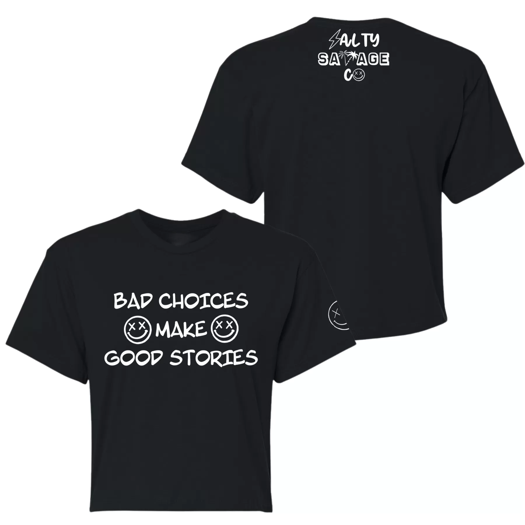 Salty Savage Ladies "BAD CHOICES" Performance Crop Tee