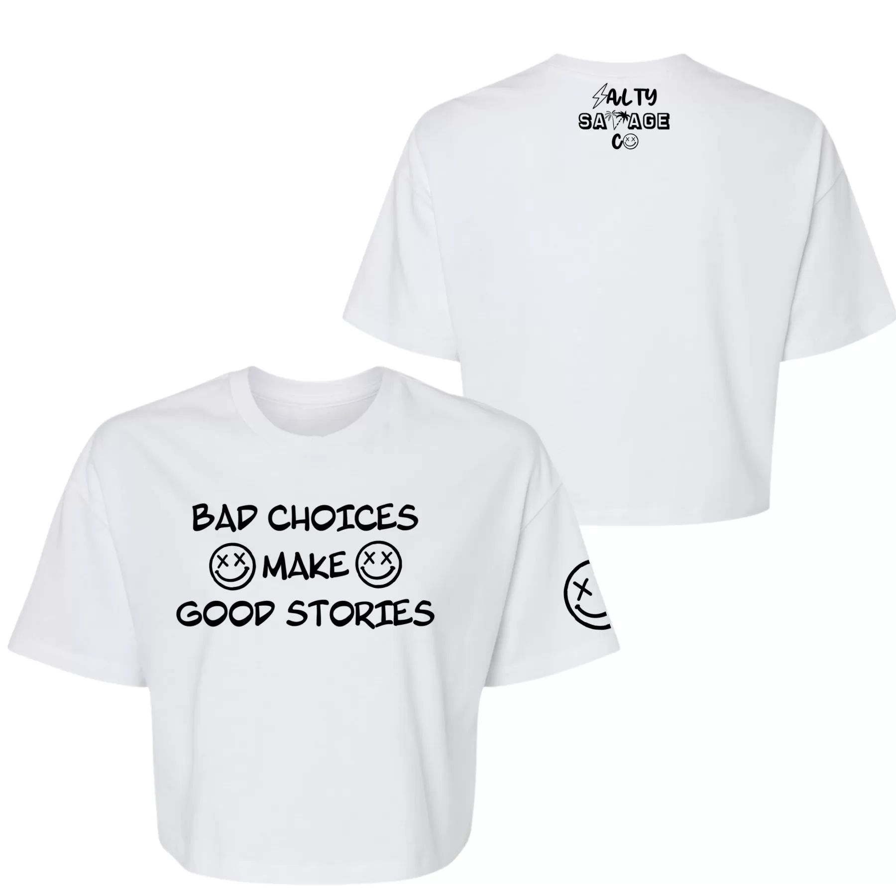 Salty Savage Ladies "BAD CHOICES" Performance Crop Tee