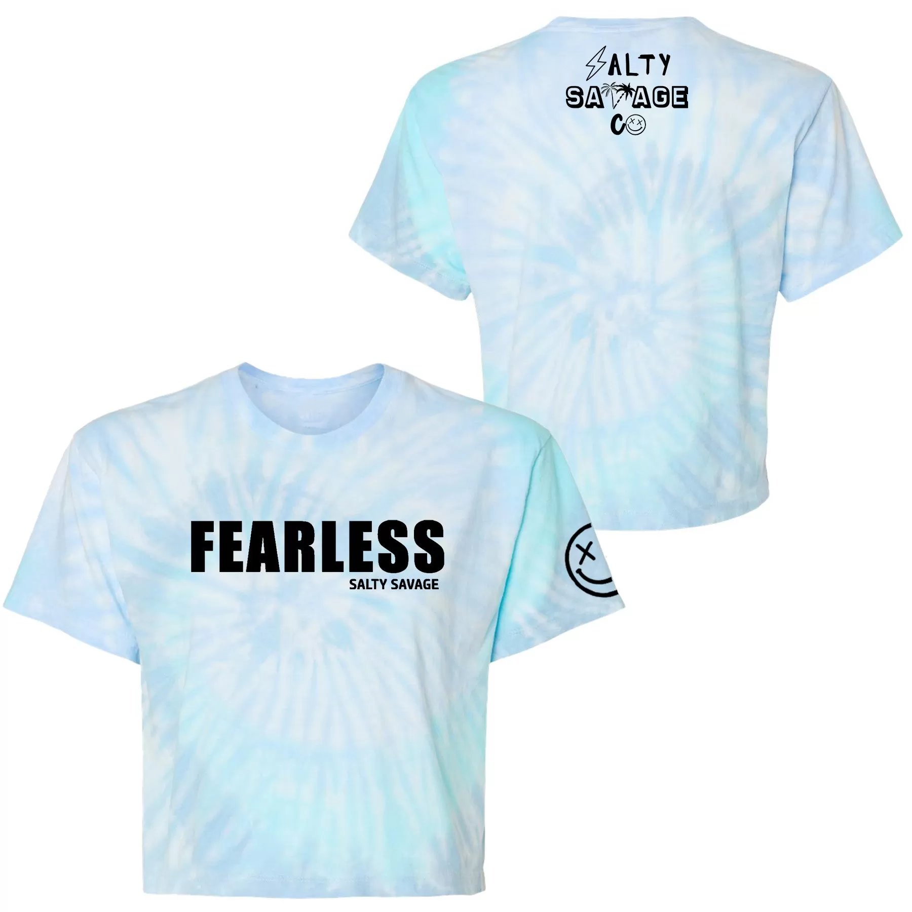 Salty Savage Ladies "FEARLESS" Spiral Tie Dye Crop Tee