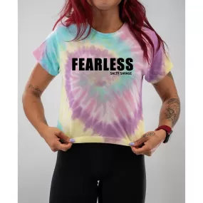 Salty Savage Ladies "FEARLESS" Spiral Tie Dye Crop Tee