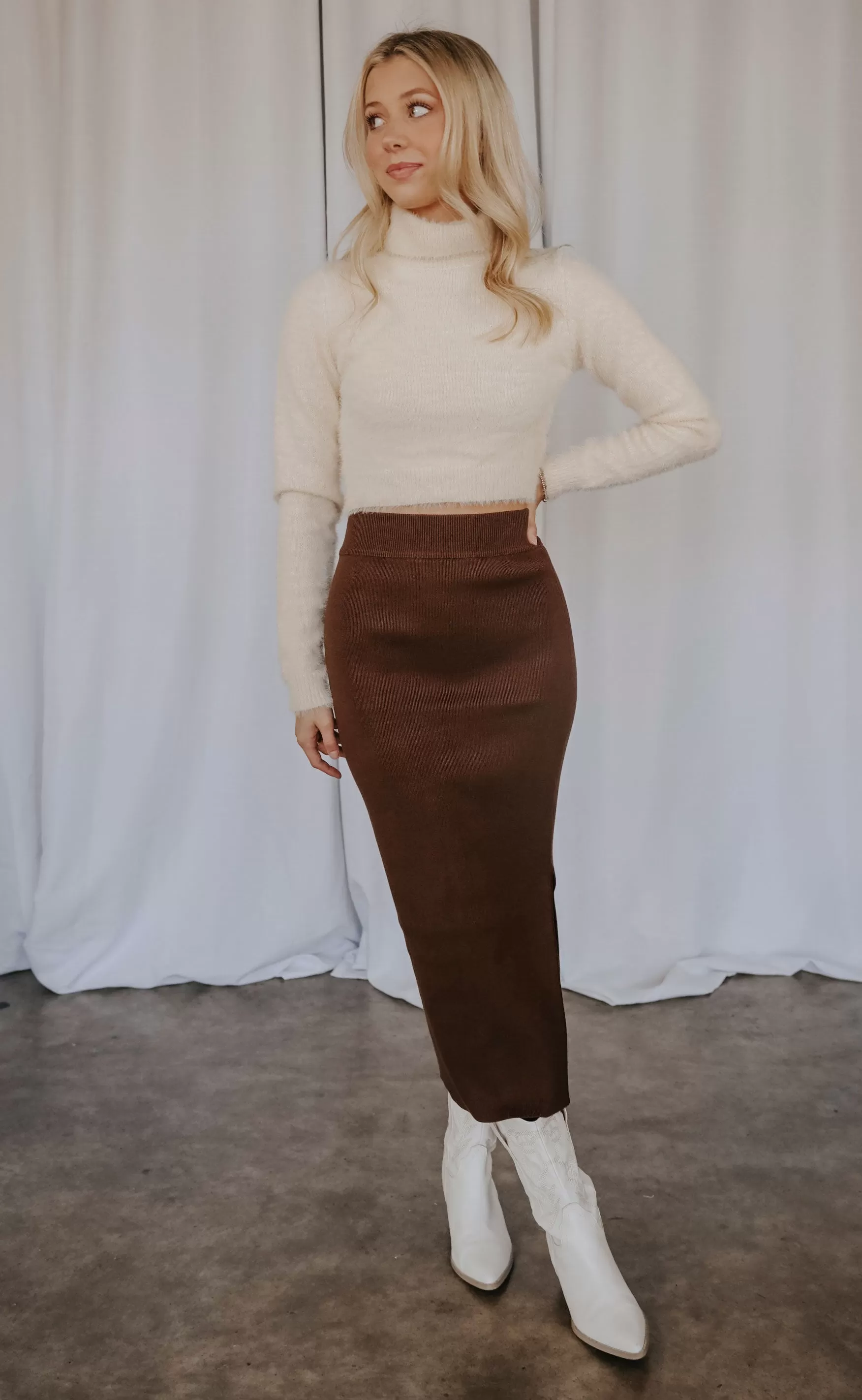 soul sister midi skirt - chocolate