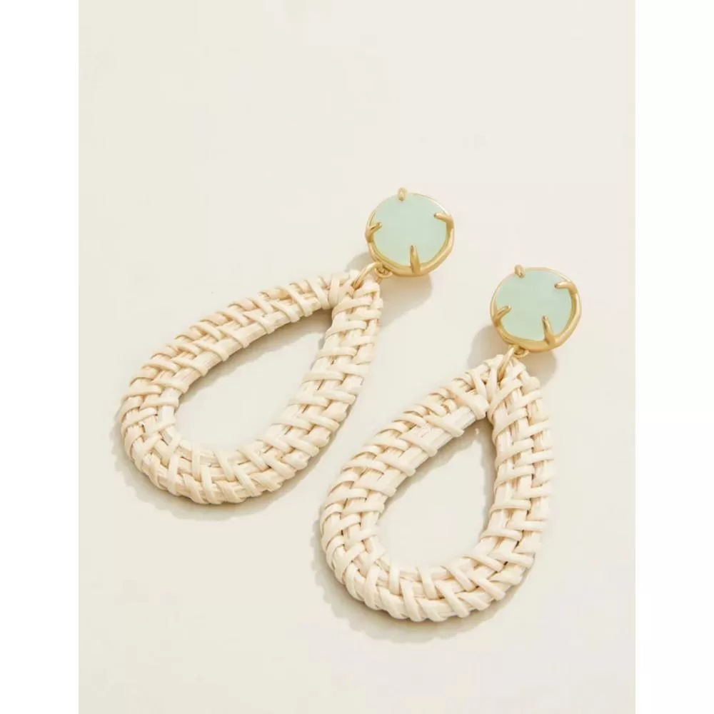 Spartina Poolside Wicker Earrings - Seafoam/White