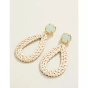 Spartina Poolside Wicker Earrings - Seafoam/White