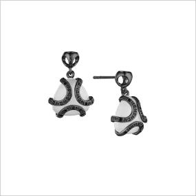 Spirit White Onyx & Diamond Earrings in Sterling Silver plated with Black Rhodium