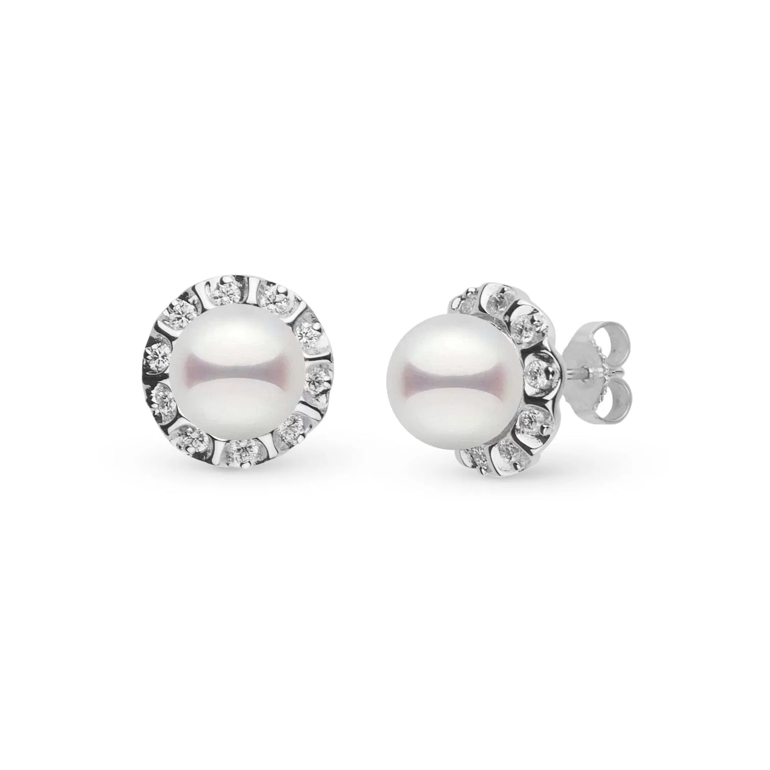 Sunburst Collection 8.5-9.0 mm Akoya Pearl and Diamond Earrings