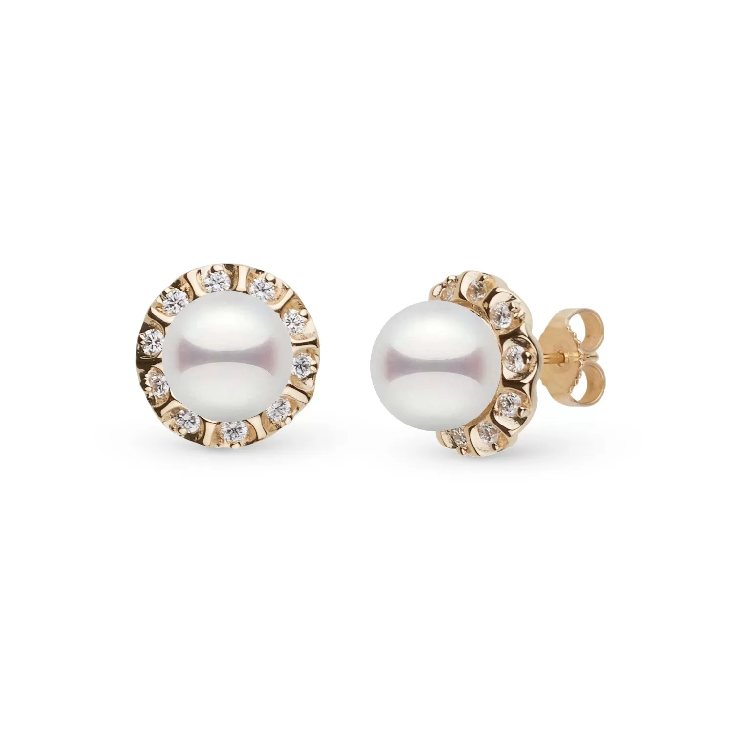 Sunburst Collection 8.5-9.0 mm Akoya Pearl and Diamond Earrings