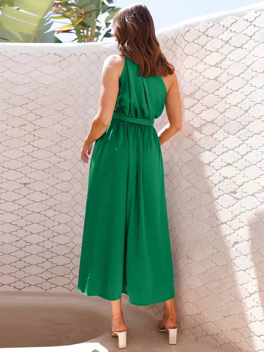 Sunset Vacation Single Shoulder Midi Dress