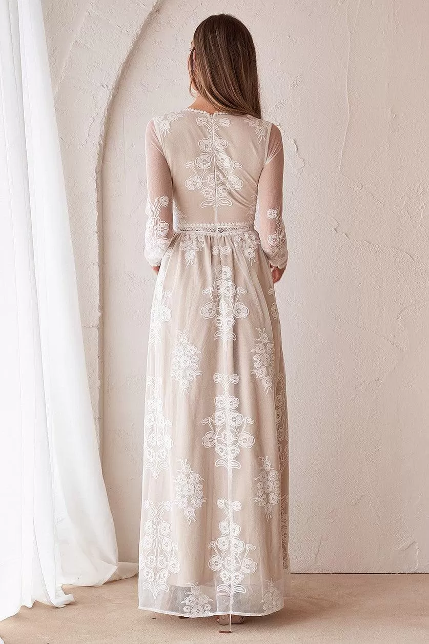 Tallulah Maxi Dress - Ivory/Nude