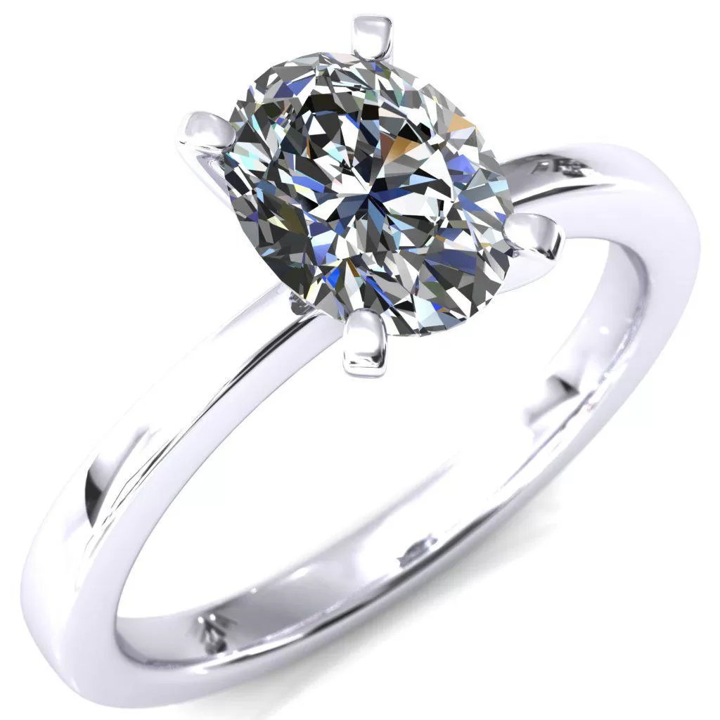 Tessa Oval Lab Grown Diamond 4 Prong Pitched Shoulders Solitaire Engagement Ring