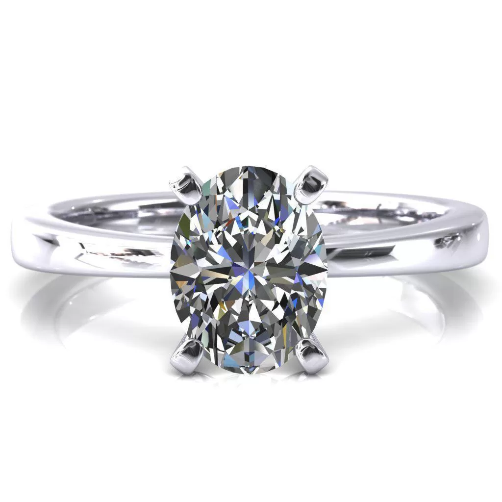 Tessa Oval Lab Grown Diamond 4 Prong Pitched Shoulders Solitaire Engagement Ring