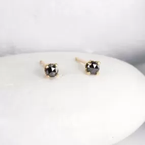 Tiny Black Diamond Stud Earrings