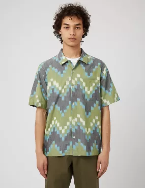 Universal Works Road Shirt (Zigzag Handloom Ikat) - Green