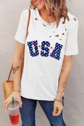 USA Rundhals-Kurzarm-T-Shirt