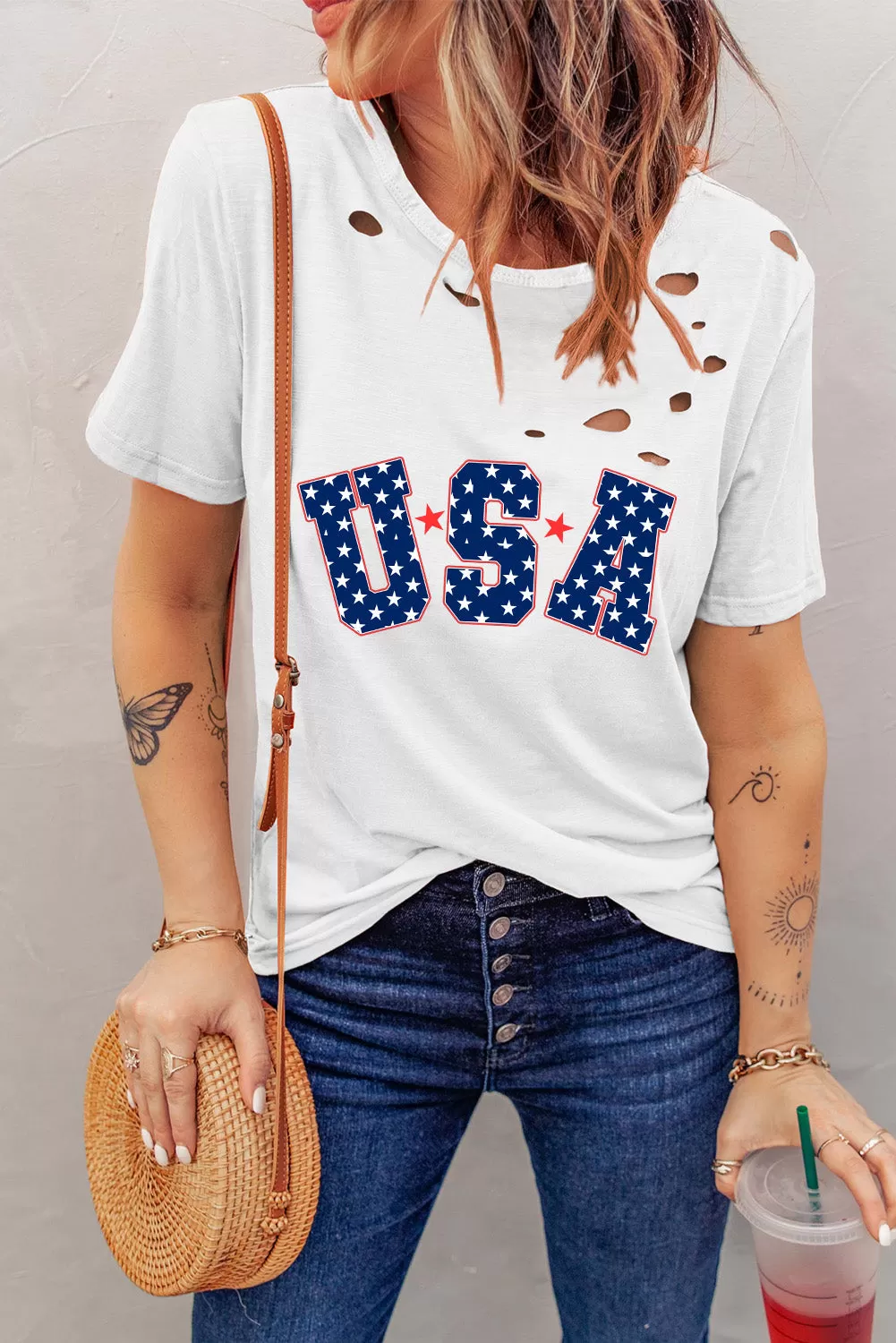 USA Rundhals-Kurzarm-T-Shirt