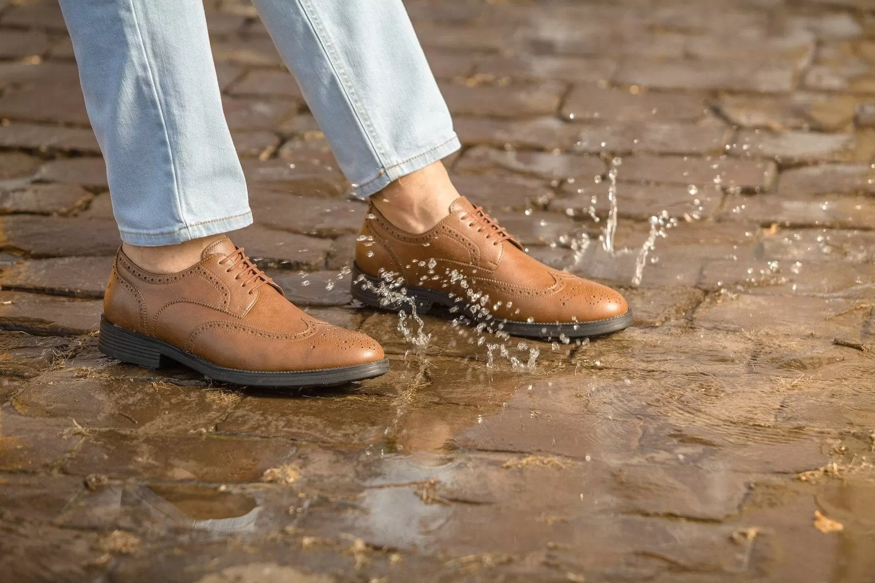 'Viterbo' classic wing-tip vegan leather by Vincente Verde -  cognac