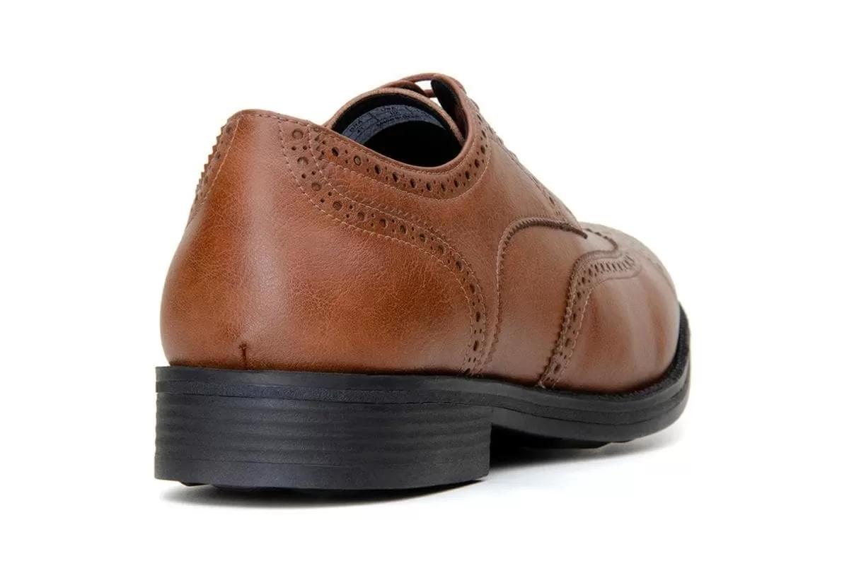 'Viterbo' classic wing-tip vegan leather by Vincente Verde -  cognac