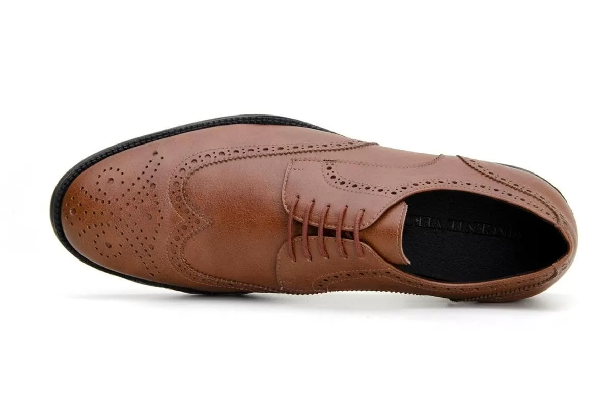 'Viterbo' classic wing-tip vegan leather by Vincente Verde -  cognac