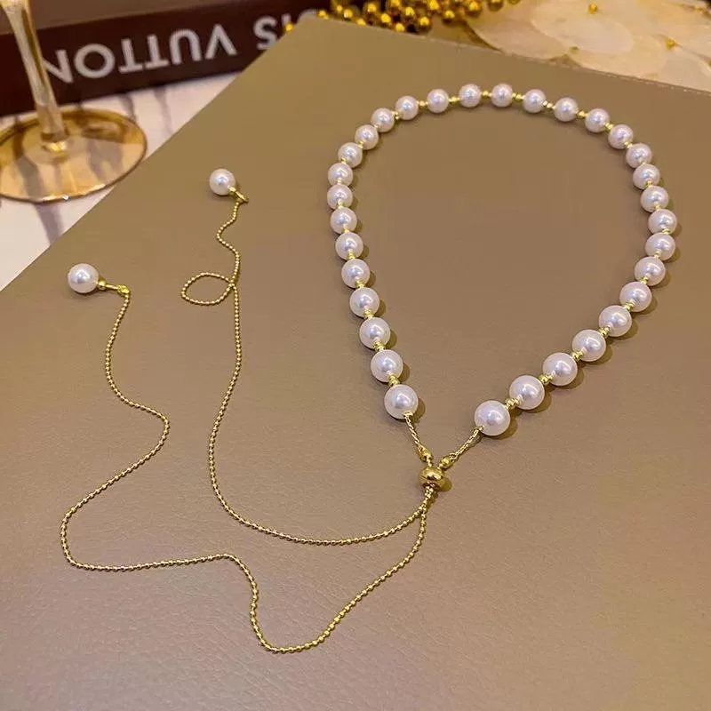 White Freshwater Pearl Necklace for Women with Premium Tassels LJ26