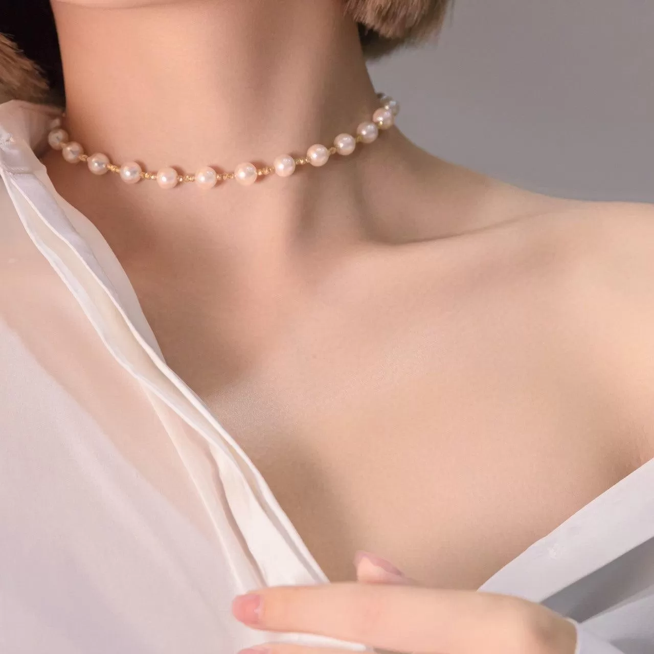 White Freshwater Pearl Necklace for Women with Premium Tassels LJ26