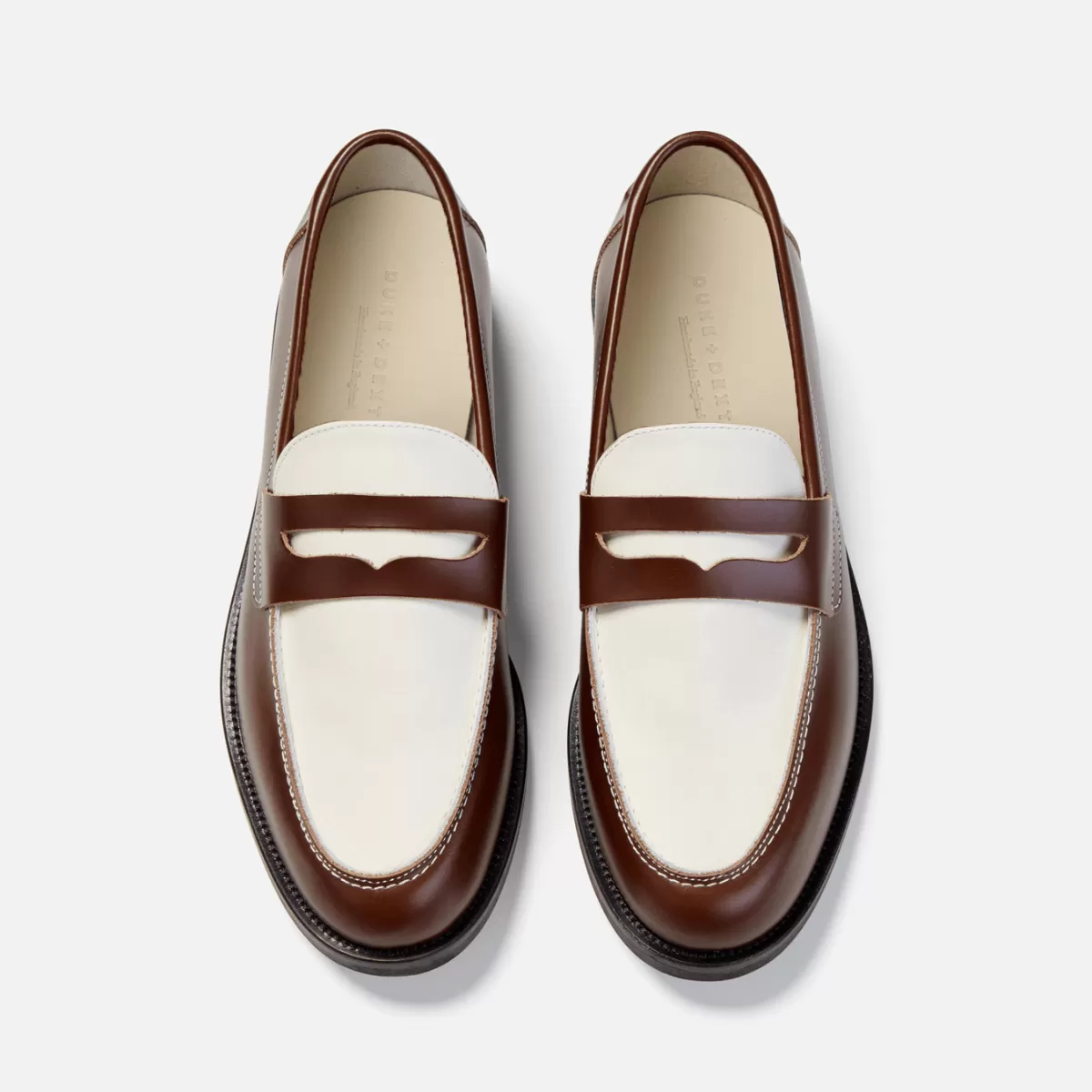 Wilde Chestnut   White Penny Loafer - Men's