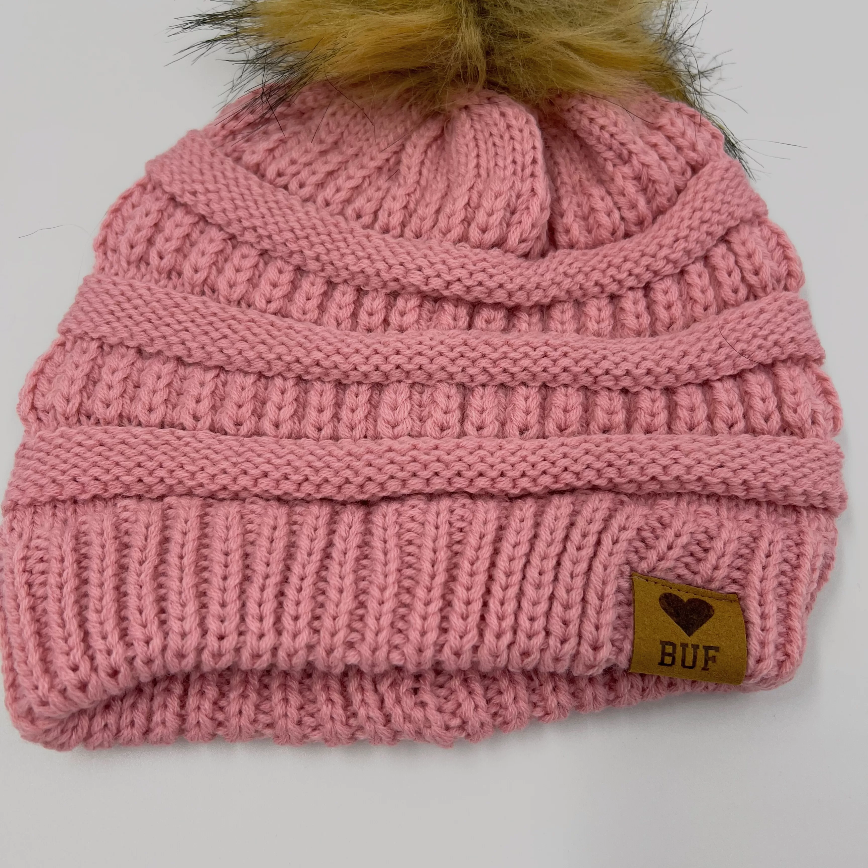 Women's Buffalo Pink Knit Winter Hat