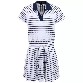 Womens RLX Short Sleeve Collared Stripe Dress White/Navy - SS24