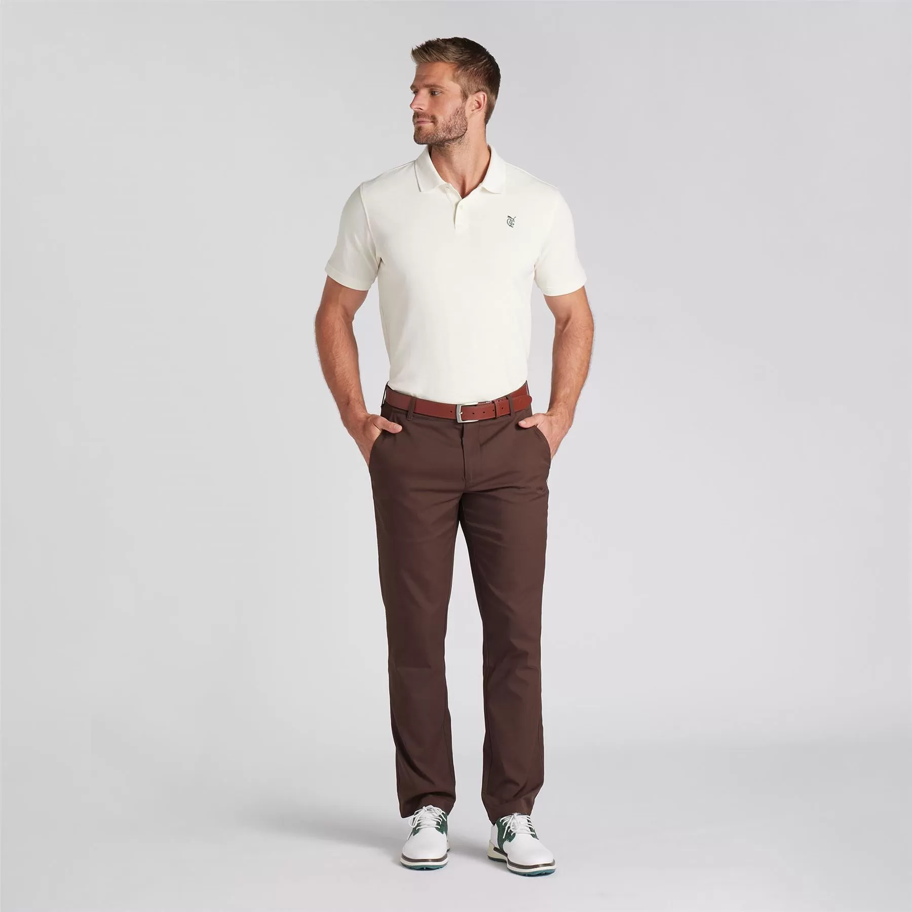 x QGC Post Round Polo Warm White - SS24